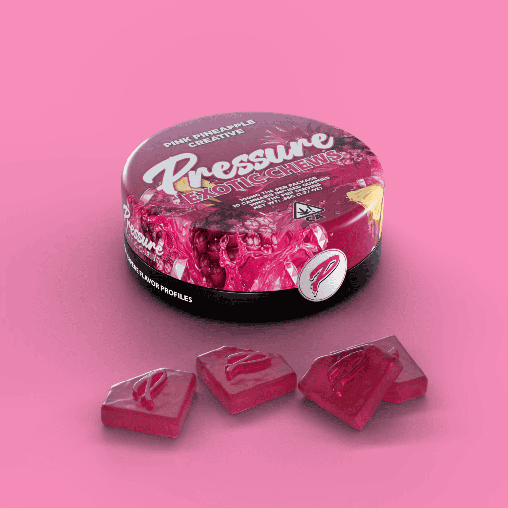 Pressure Extracts Pink Pineapple THC gummies in a pink can